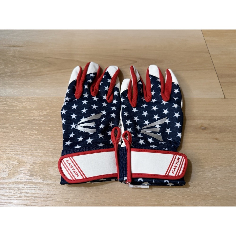 Easton Gloves Batting Women's Large Red White Blue Stars Patriotic New